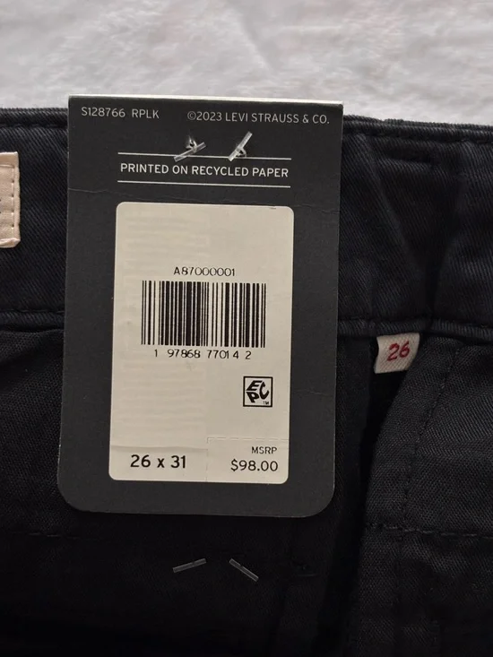 LEVI'S Premium XLBlack Chino Wide Leg Mid Rise Pants--NWT--26x31 - Picture 6 of 16
